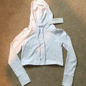 Jasmine Cropped Hoodie - White